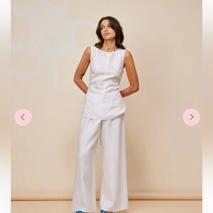 Andie Wide-Leg Elastic Waist Pants in Cream